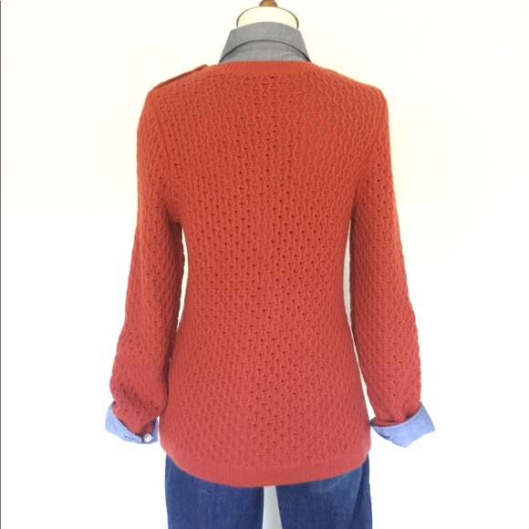 Talbots NWOT Orange Lambswool Open-Weave Sweater Size MP - Picture 6 of 7